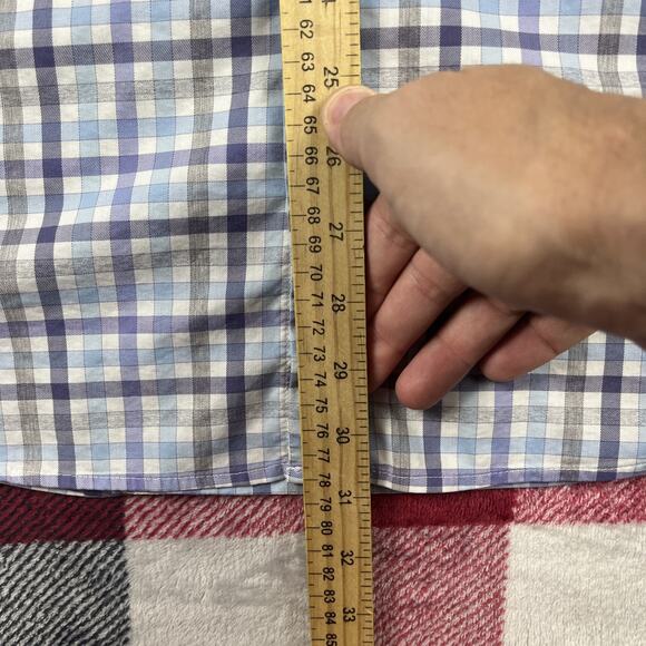 Peter Millar Shirt Men XL Blue Check Comfort Summer Long Button Down Performance - Picture 6 of 10